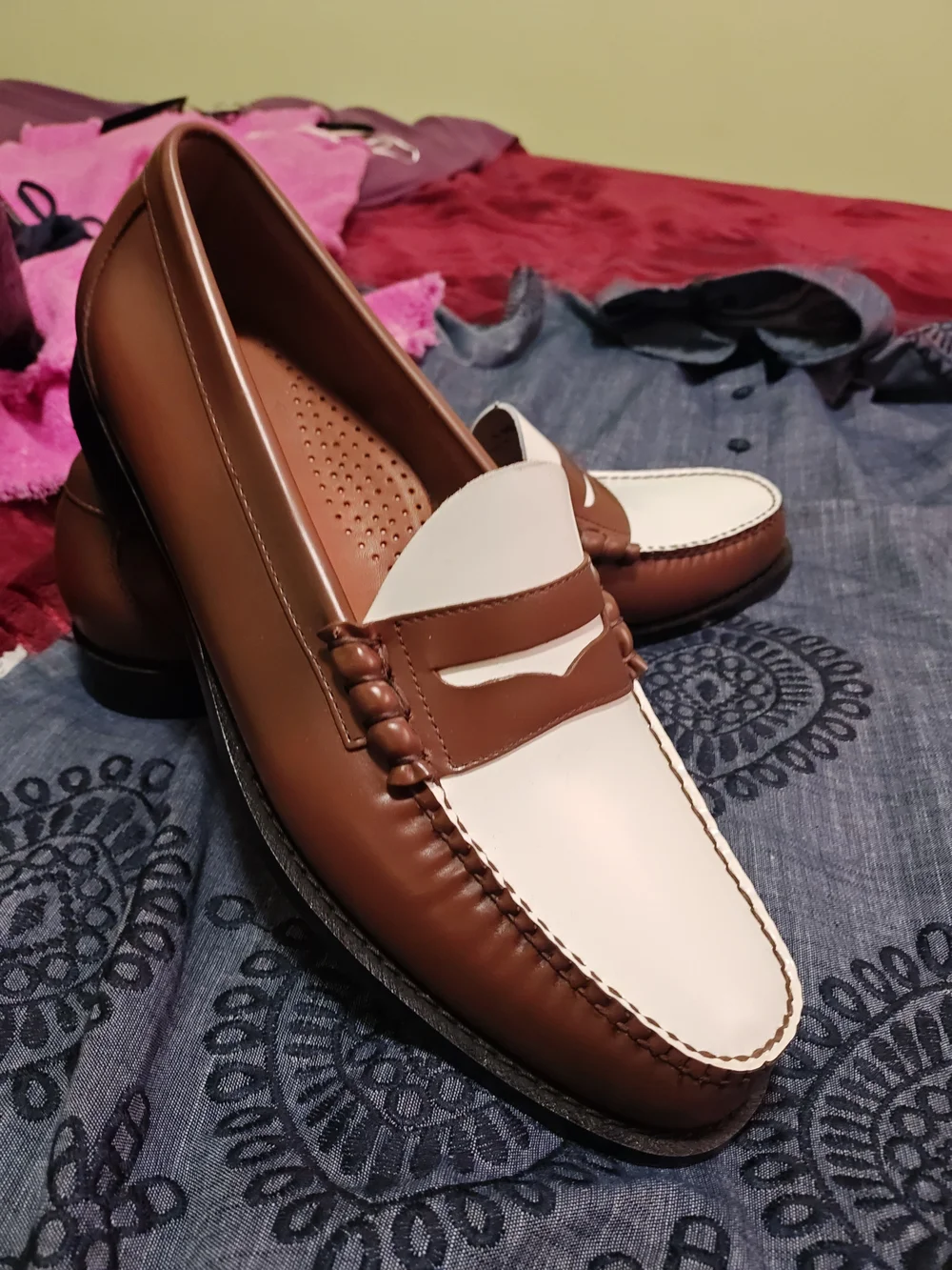 G.H. Bass & Co. Two-Tone Brown and White Penny Loafers 14